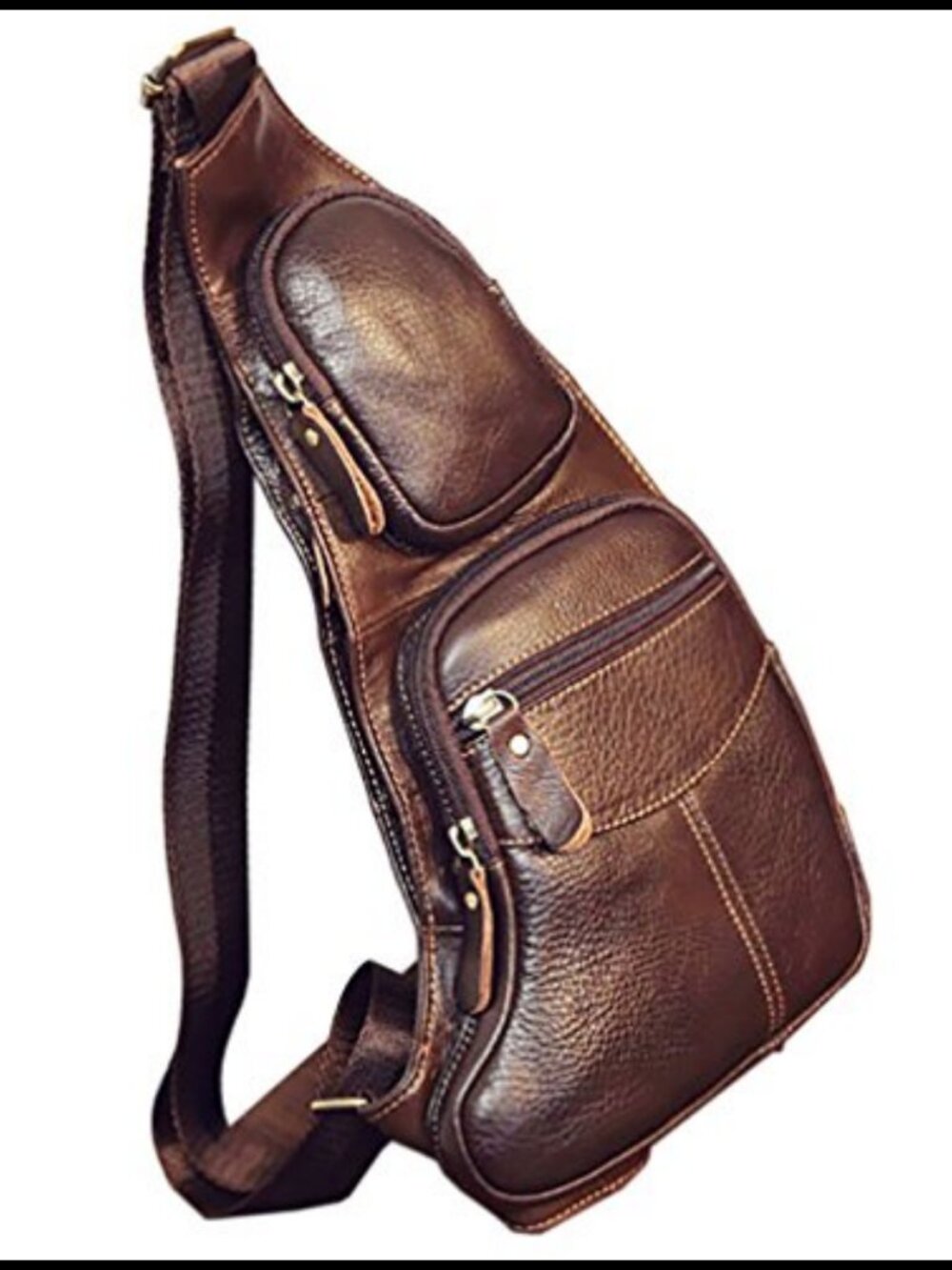 Genuine Cowhide Leather Sling Bag Backpack Crossbody Chest Daypack